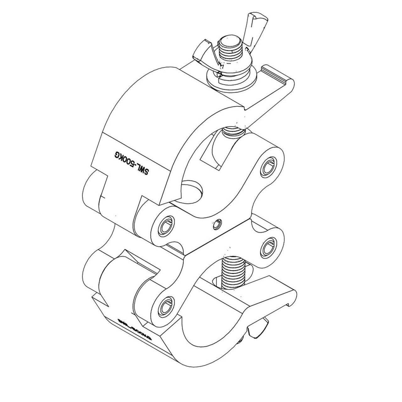 MEGA Lite Swivel Double Clamp 48-51mm Diameter, Black