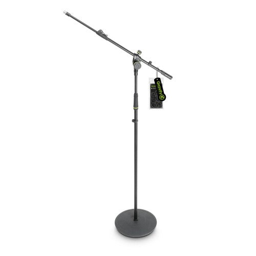 GRAVITY Microphone Stand With Round Base And 2-Point Adjustment Telescoping Boom, Long