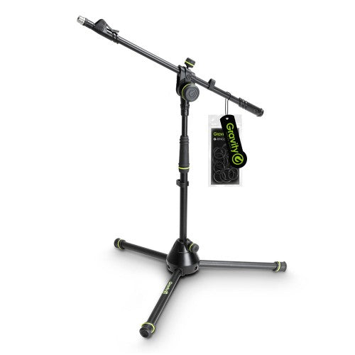 GRAVITY Short Microphone Stand with Folding Tripod Base and 2-Point Adjustment Telescoping Boom